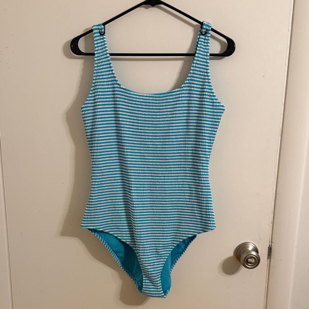 Aerie Aqua Striped One Piece Swimsuit